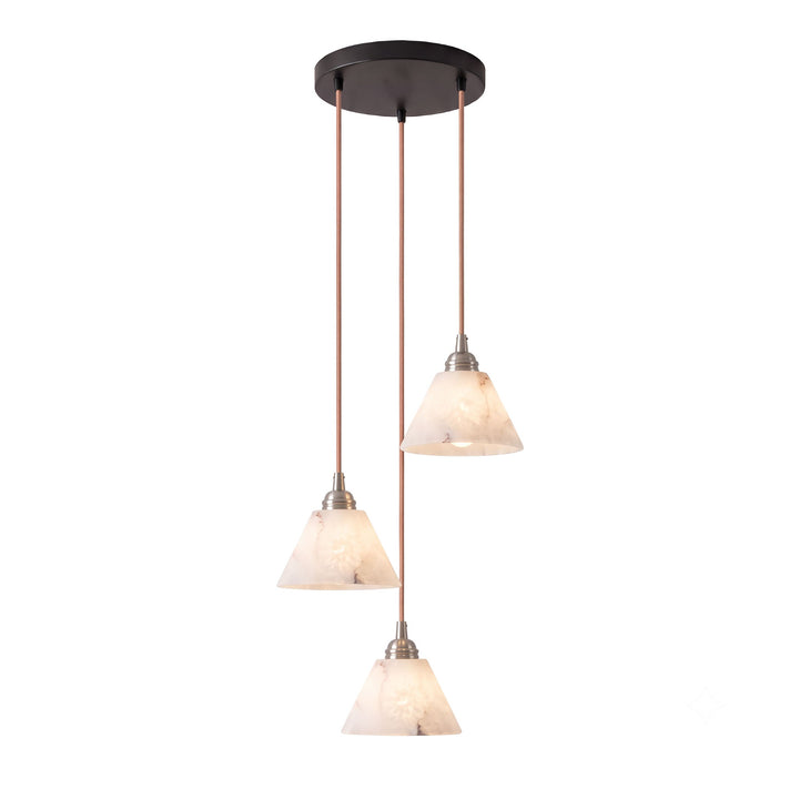 Konisk Alabaster Messingspendellampa