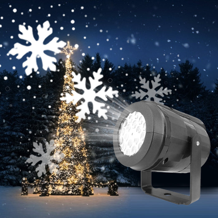 Vackerljus Roterande LED-projektor med snöflingor för ute och inne