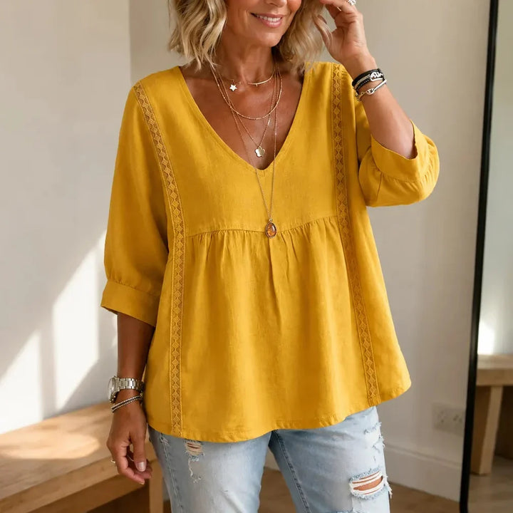 Liorelle – Blus Babydoll z Koronkowym Finish i Urringning w V-ringning för kvinnor