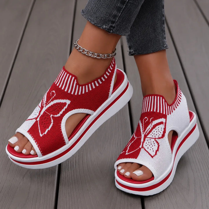 Sockela – Sandaler Peep Toe på plattform z Dzianiny för kvinnor