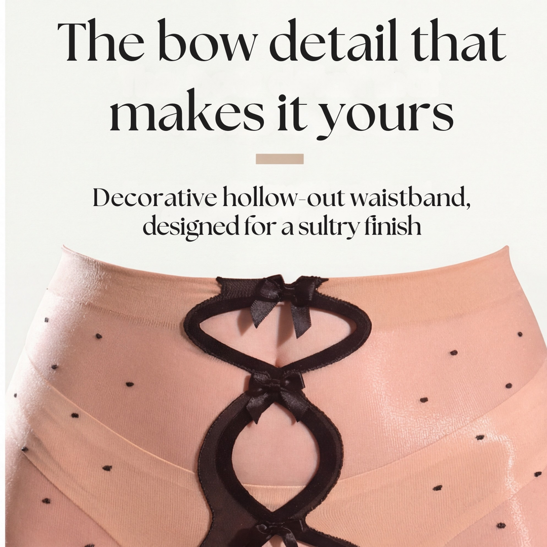Aurelia - Tights dam z kokardką i połyskiem w kropki