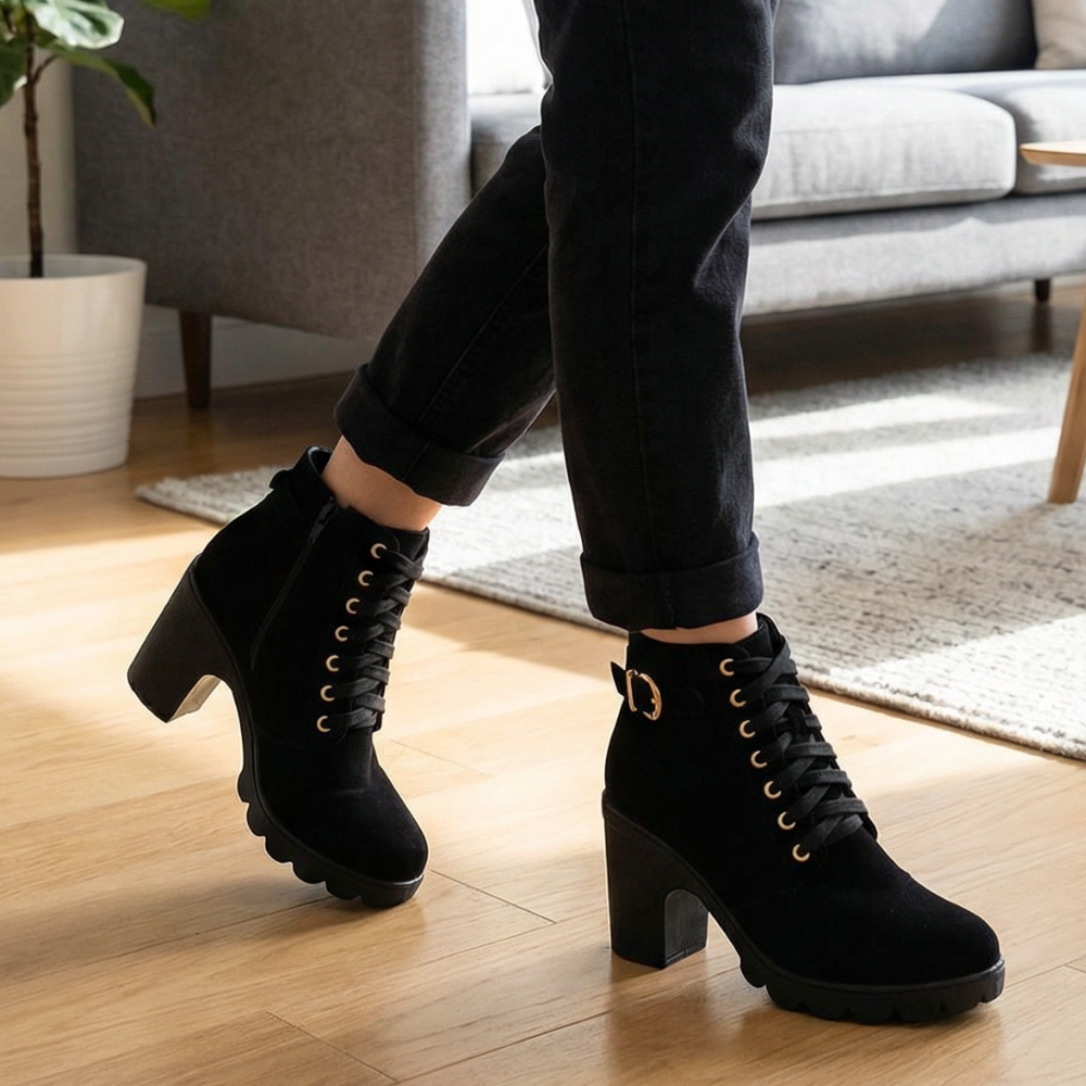 Strovia - Boots på grubym klack med foder