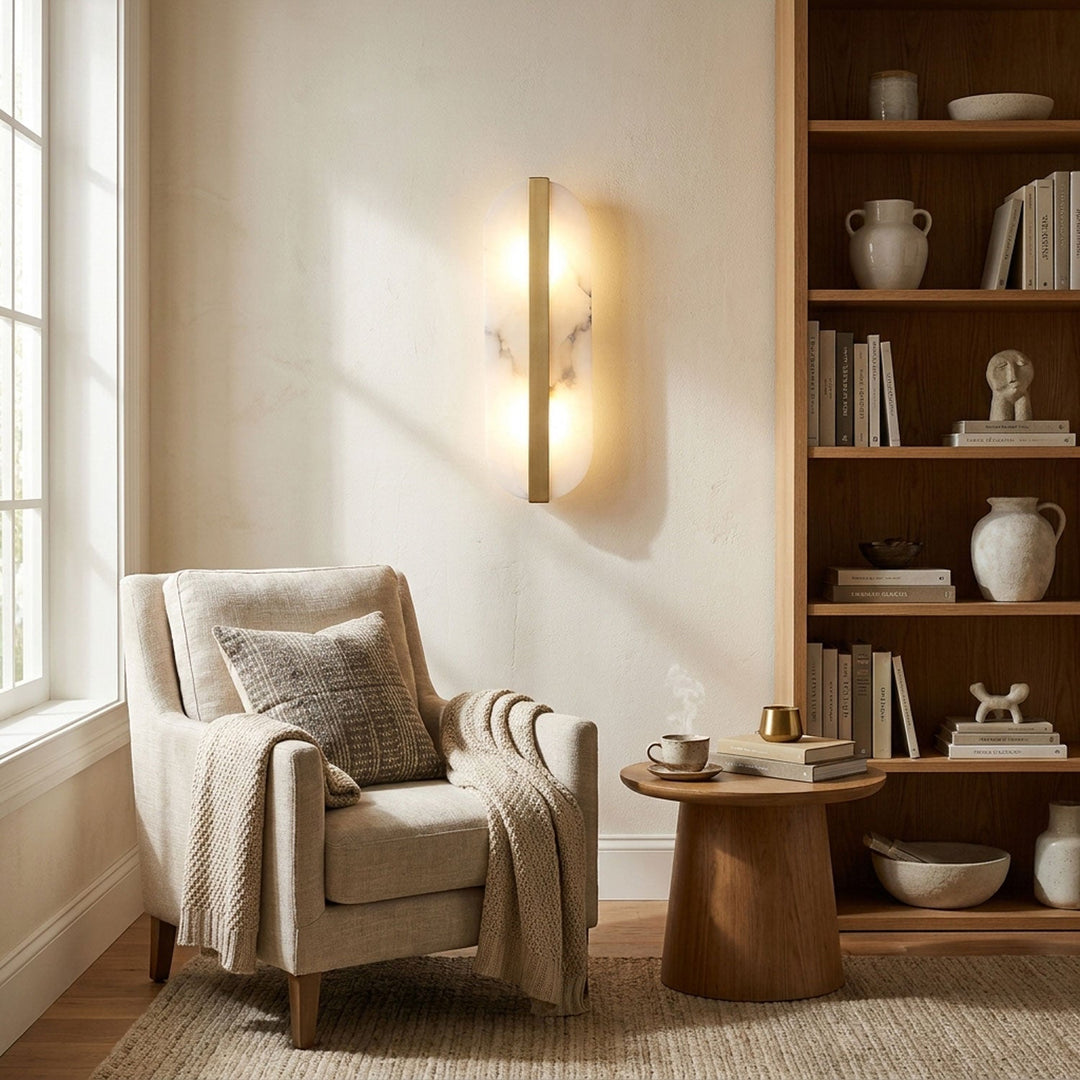 Lång Ellips Alabaster Vägglampa