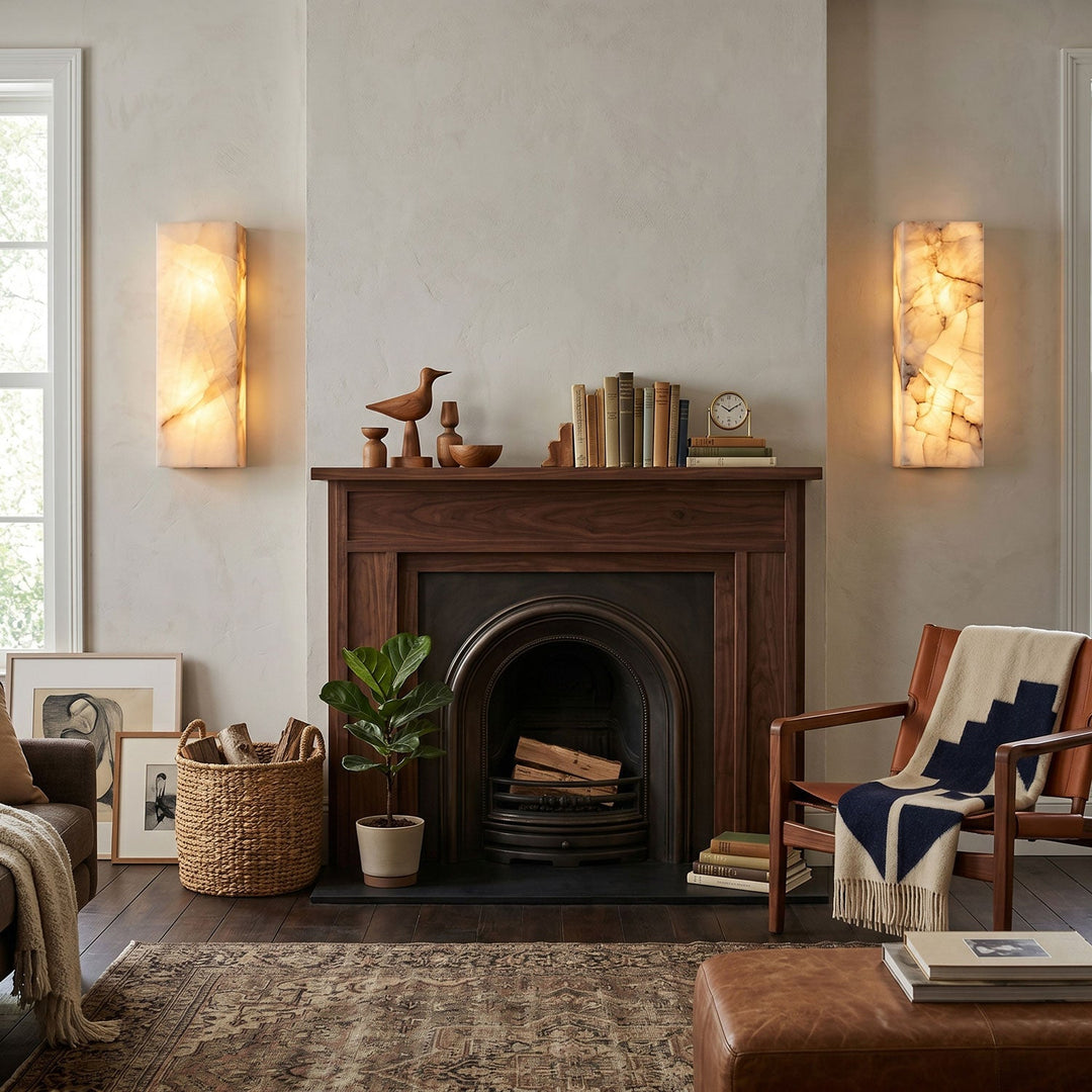 Rektangulär Alabaster Vägglampa