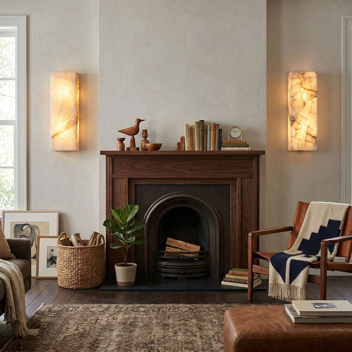 Rektangulär Alabaster Vägglampa