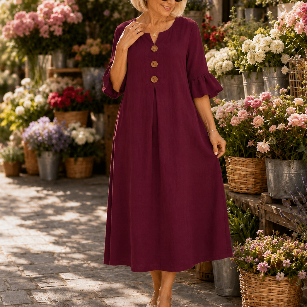 Wearbella – Klänning midi z urringning w v-ringning i falbanami
