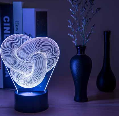 Vackerljus Knutformad 3D-lampa i akryl med färgskiftande ljus