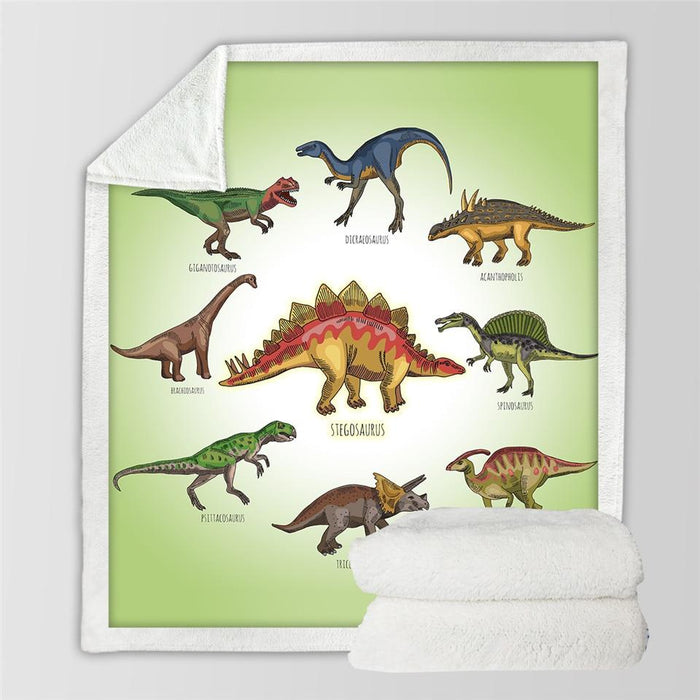 Vackerljus Fluffig barnfilt med dinosaurietryck och sherpa
