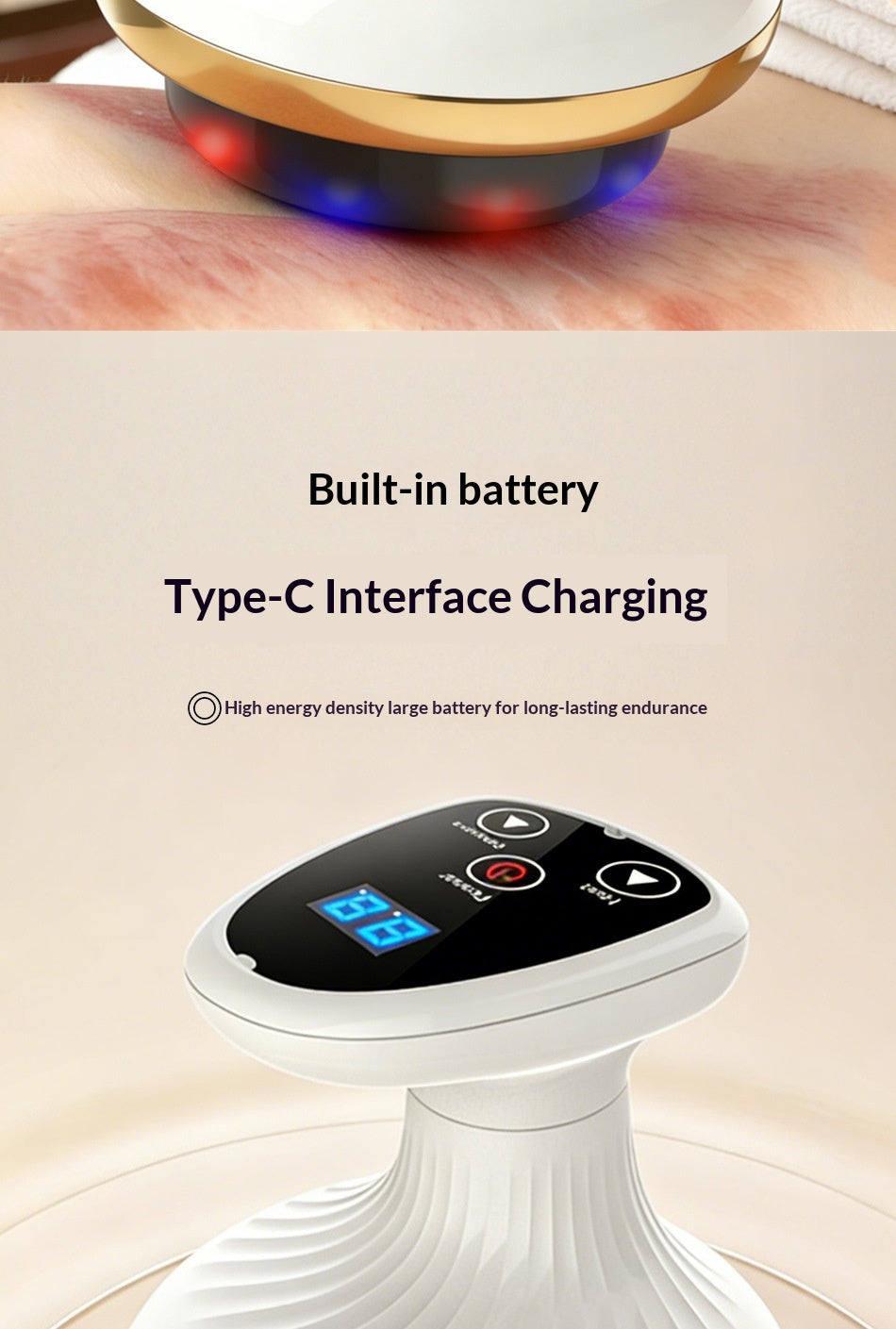 Handhållen gua sha-apparat med lysande bas