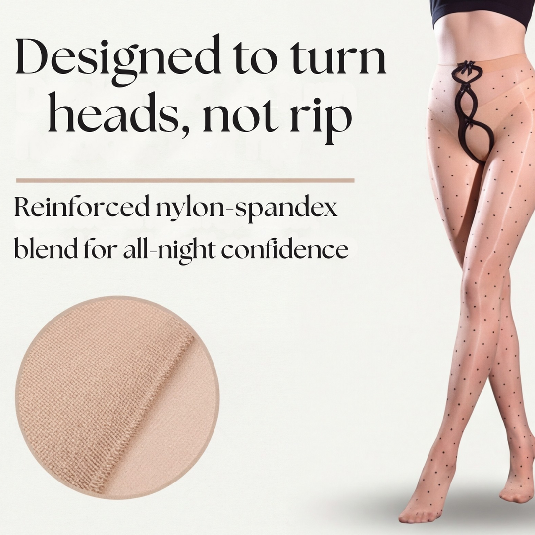 Aurelia - Tights dam z kokardką i połyskiem w kropki