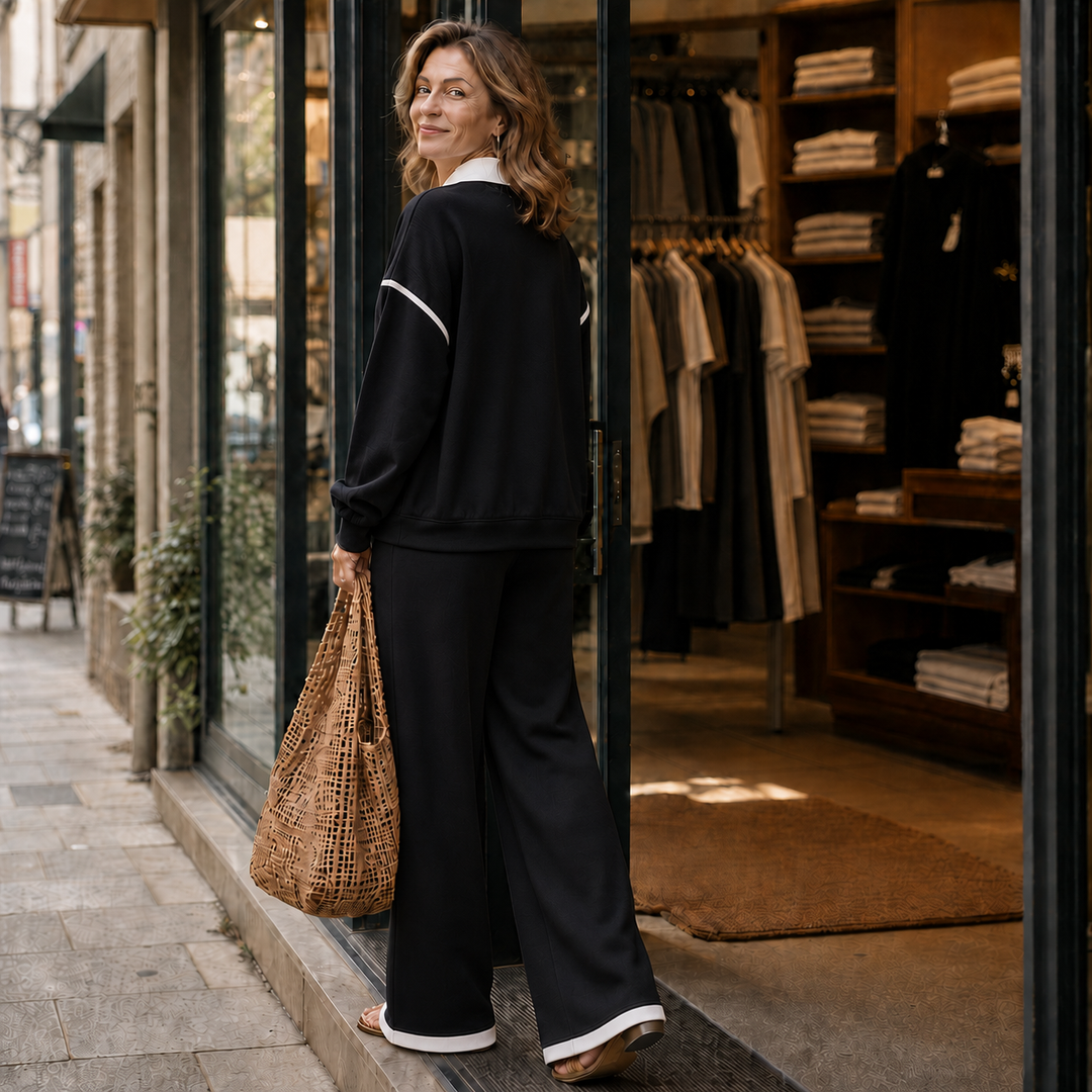 Wearbella – Tröja w band z patchworkiem i breda byxor