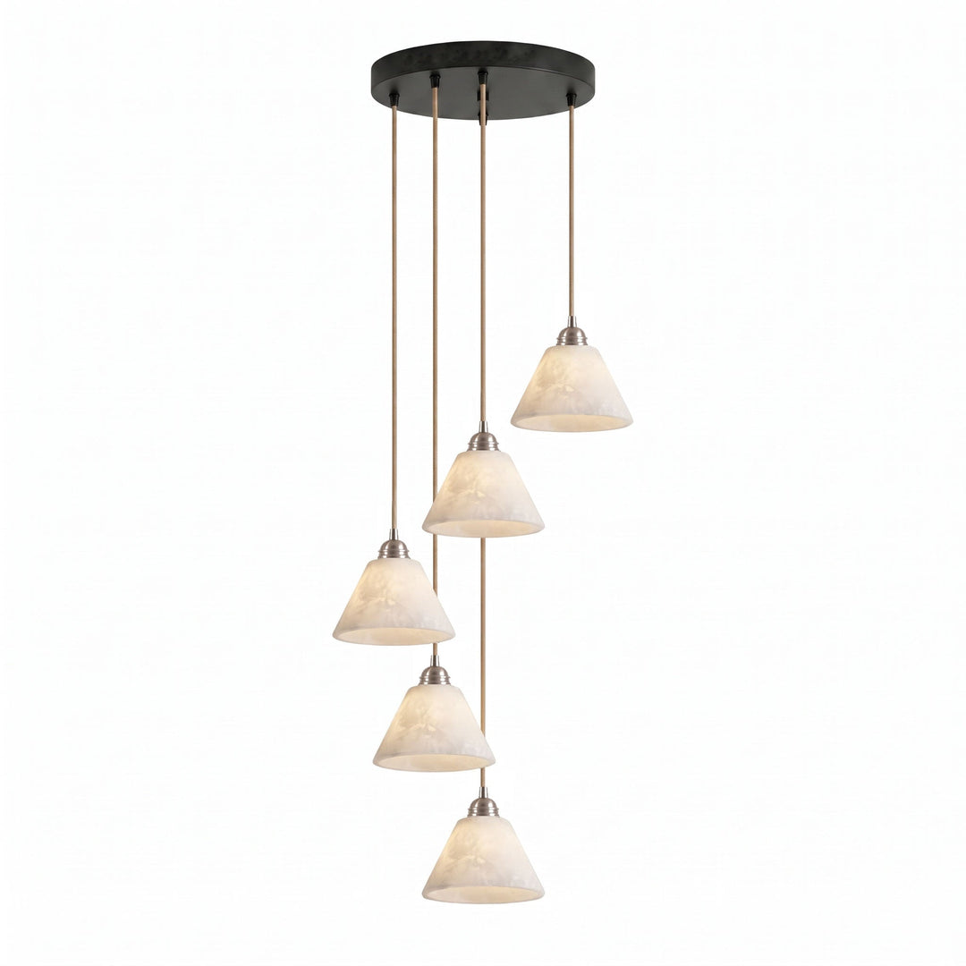 Konisk Alabaster Messingspendellampa