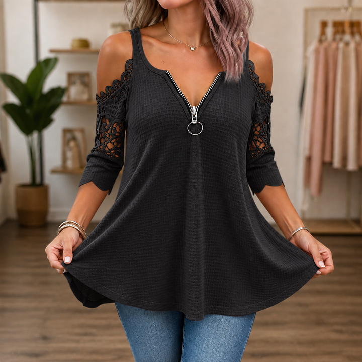 Wearbella – Top z koronkowymi ręKaffemi typu cold-shoulder i dragkedja baktill