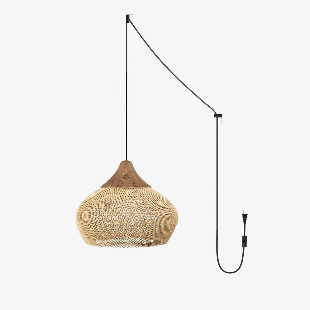 Flätad Rattan Swag Pendellampa