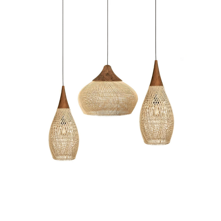 Flätad Rattan Pendellampa