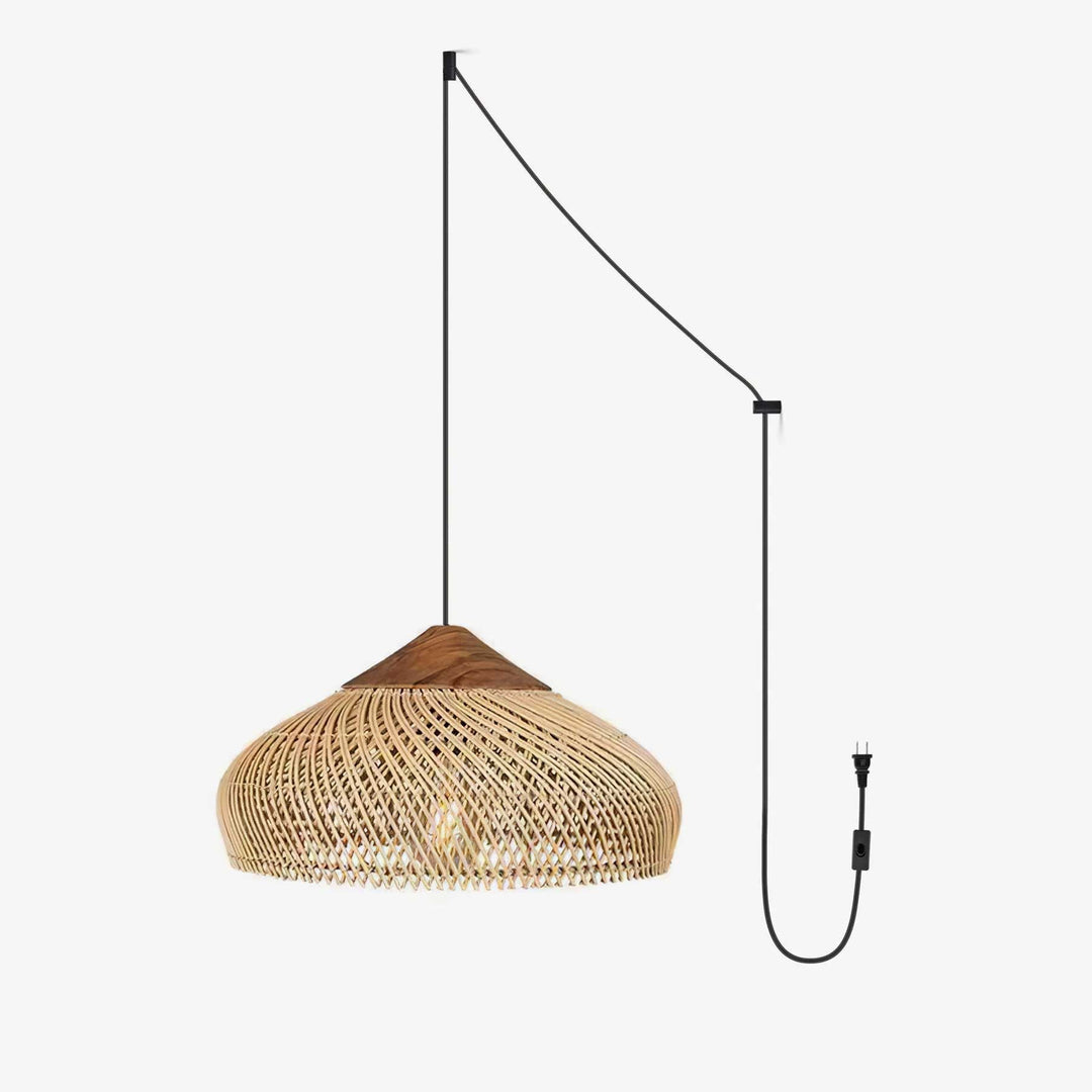 Flätad Rattan Swag Pendellampa