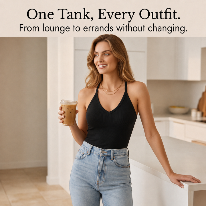 Lunella – Dam tank top z urringning w v-ringning