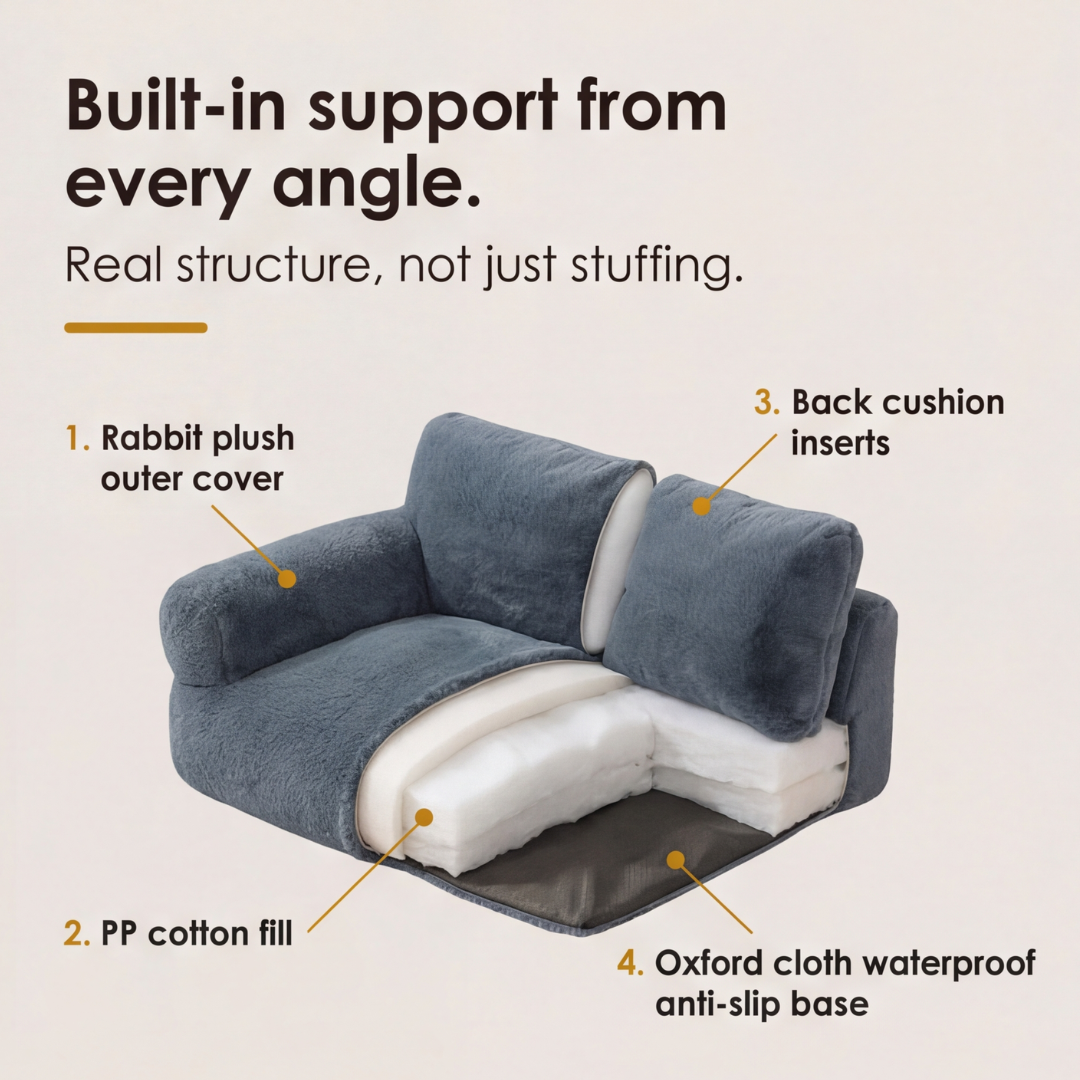 Pawluna – Pluszowa Sofa dla Zwierząt z Praniem w Tvättmaskin