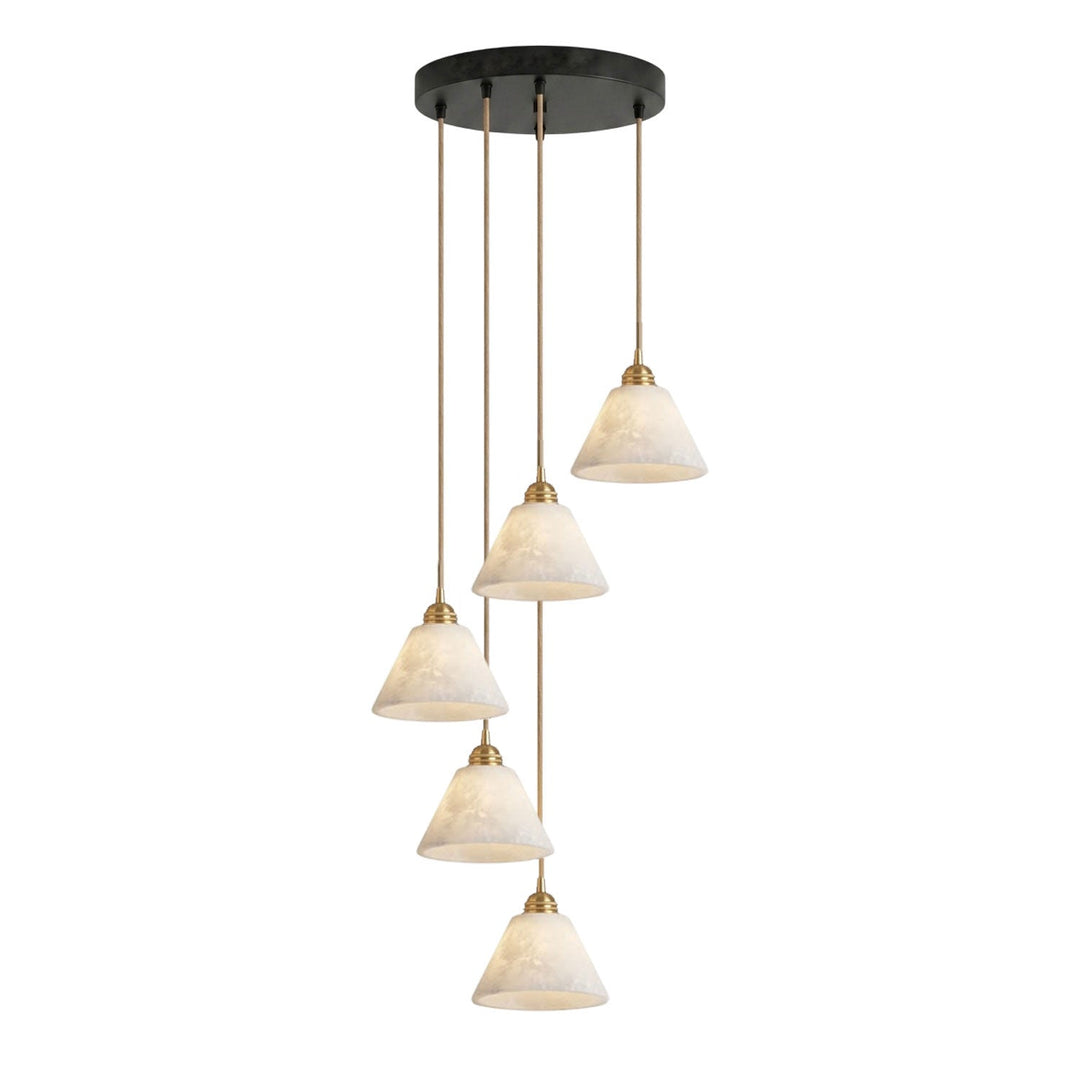 Konisk Alabaster Messingspendellampa
