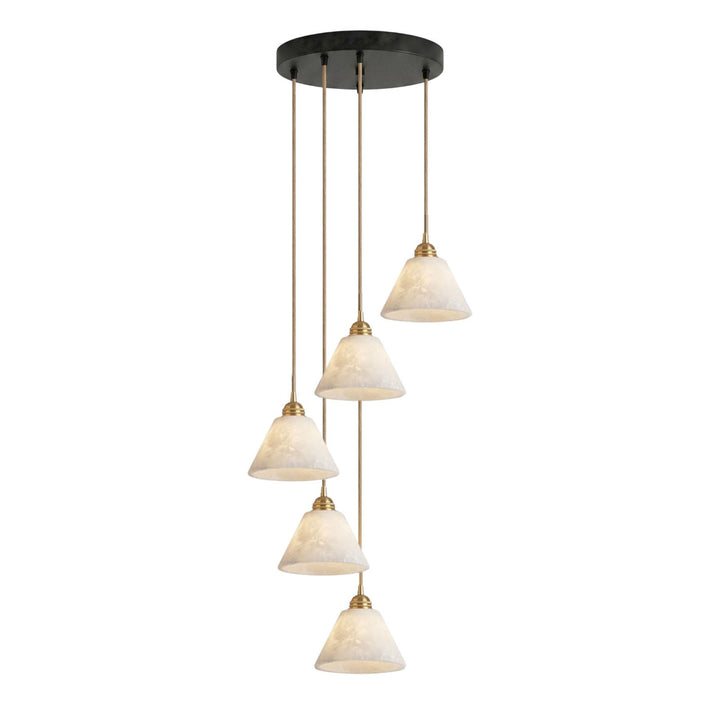 Konisk Alabaster Messingspendellampa