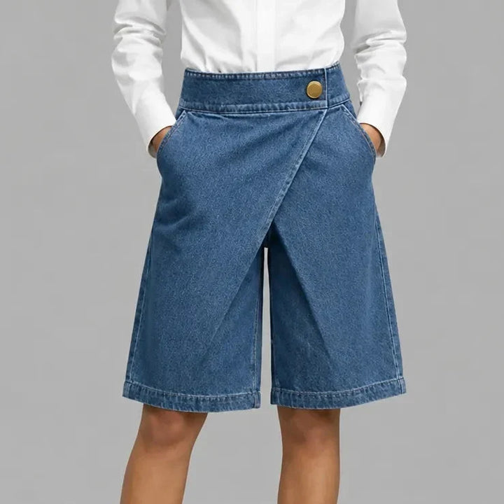 Velara – Asymetryczne shorts bermudy z denimu o längd knähöga