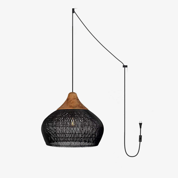 Flätad Rattan Swag Pendellampa