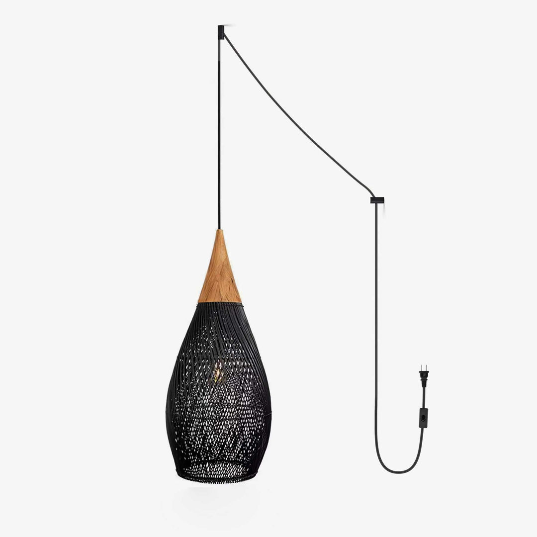 Flätad Rattan Swag Pendellampa