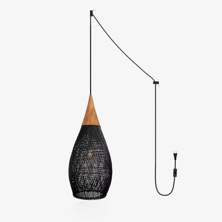 Flätad Rattan Swag Pendellampa