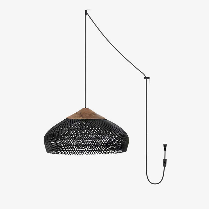 Flätad Rattan Swag Pendellampa