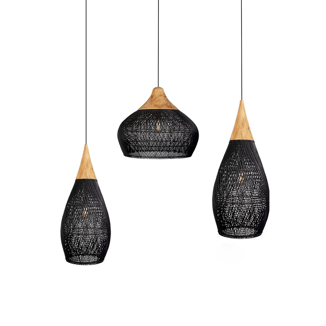 Flätad Rattan Pendellampa