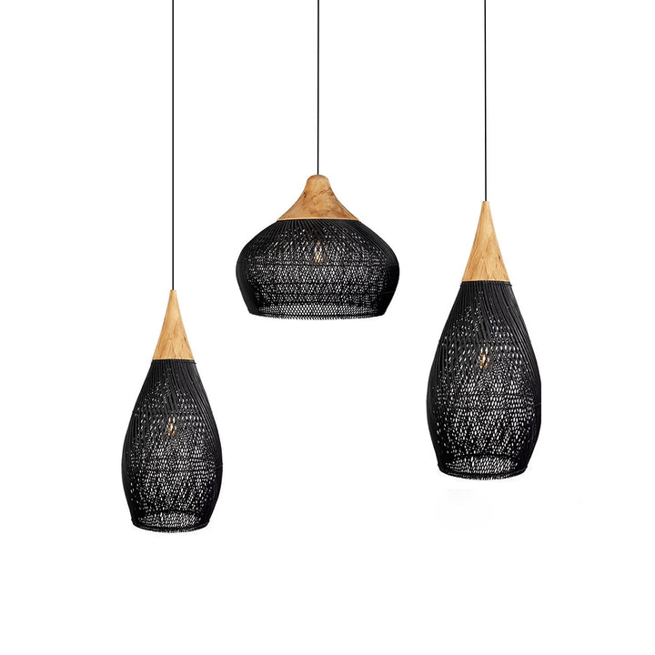 Flätad Rattan Pendellampa