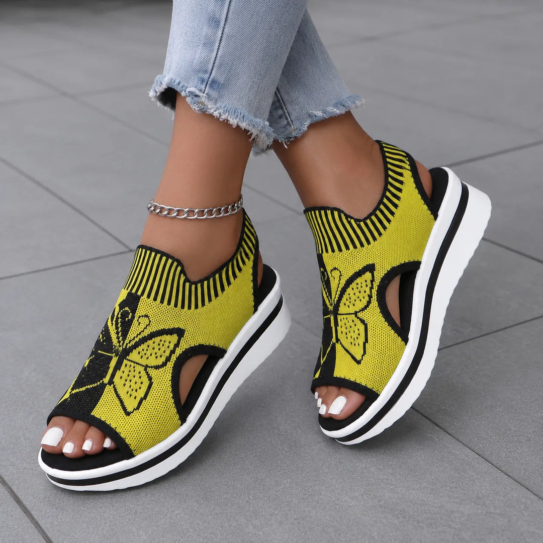 Sockela – Sandaler Peep Toe på plattform z Dzianiny för kvinnor