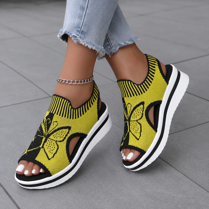 Sockela – Sandaler Peep Toe på plattform z Dzianiny för kvinnor