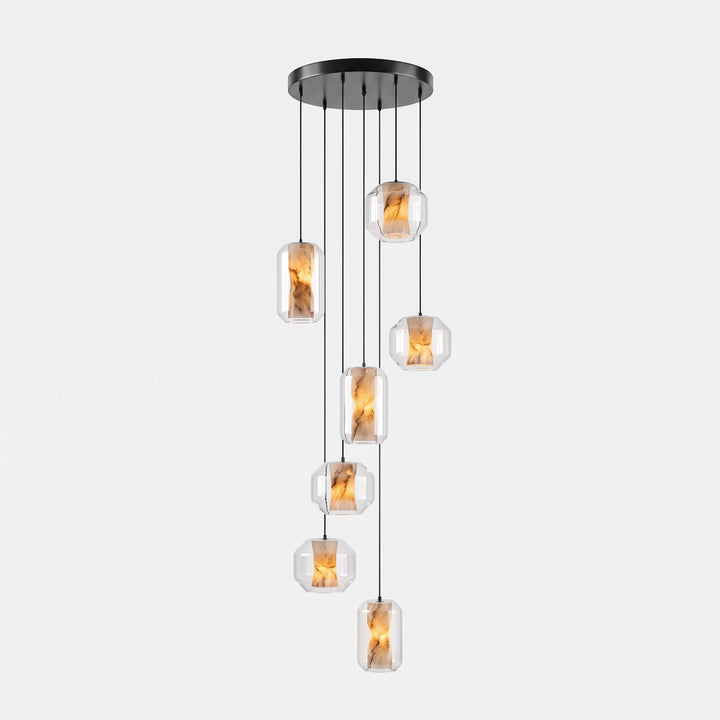 Alabaster Glas Cylinder Pendellampa