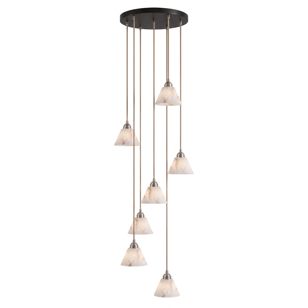 Konisk Alabaster Messingspendellampa