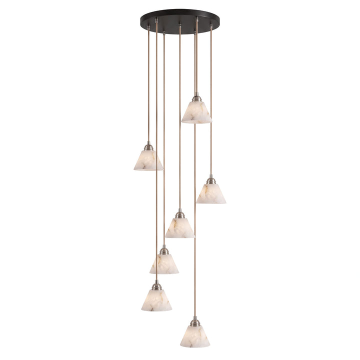 Konisk Alabaster Messingspendellampa