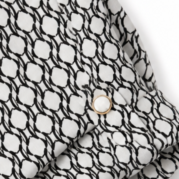 Lunavia – Blus dam geometrystyczna z urringning w v-ringning i ręKaffemi med möjlighet podwinięcia