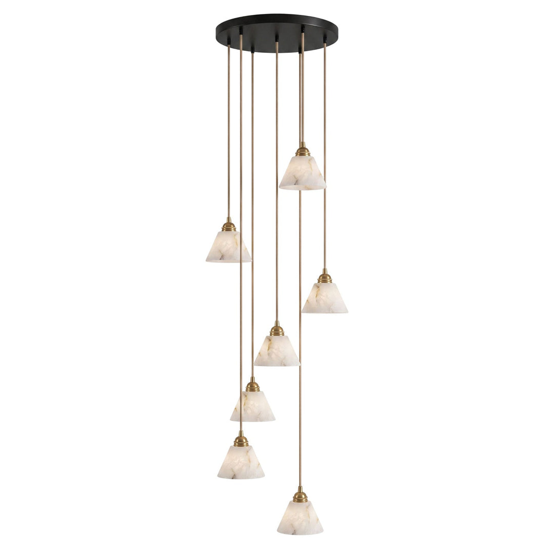 Konisk Alabaster Messingspendellampa