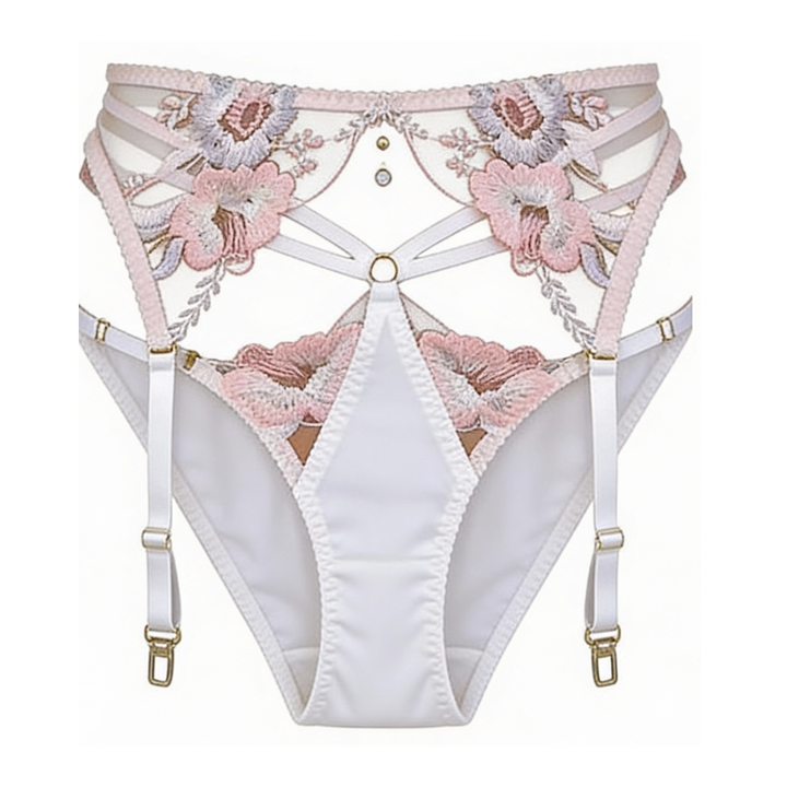 Florelle – Set bielizny z broderi kwiatowym w 3 częściach