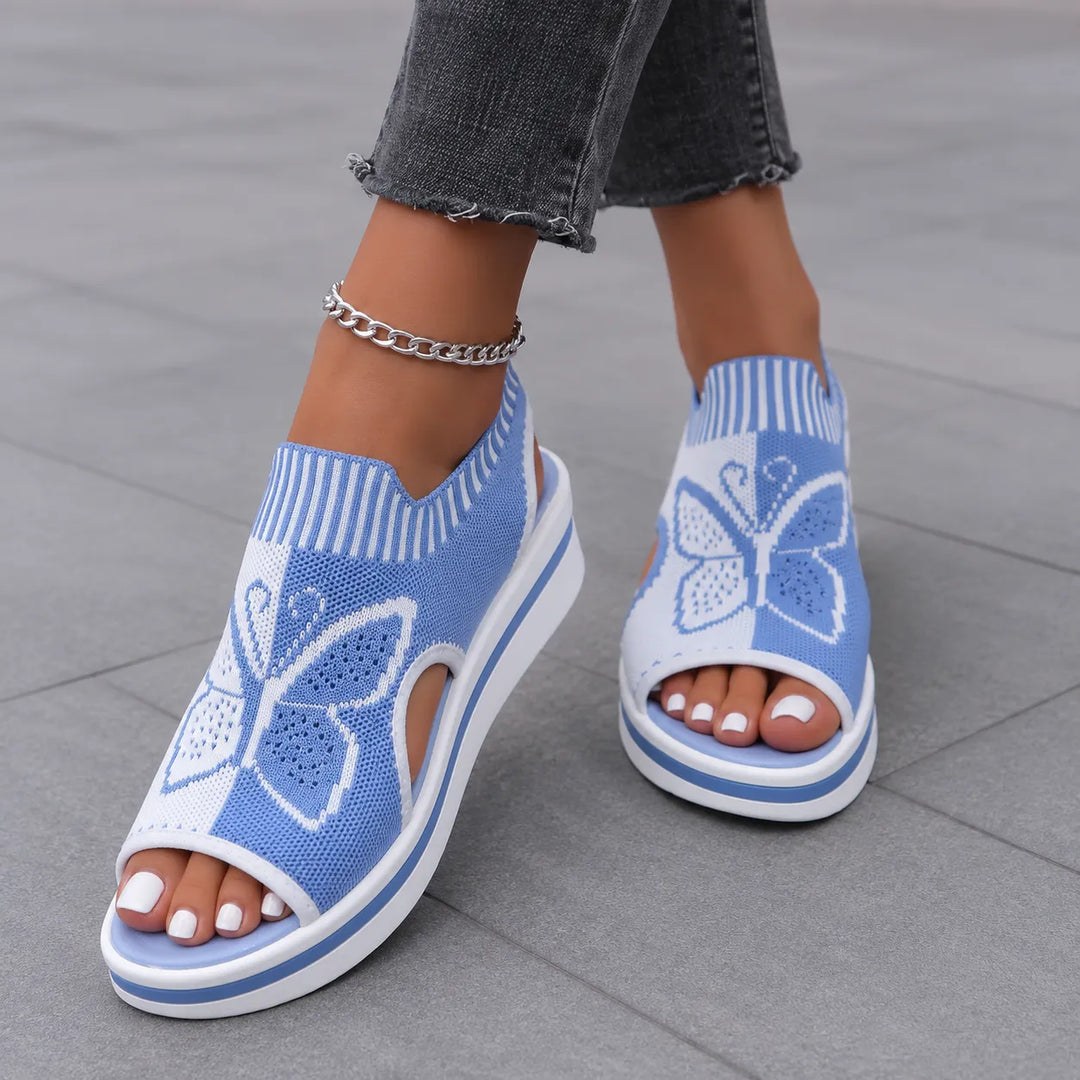 Sockela – Sandaler Peep Toe på plattform z Dzianiny för kvinnor