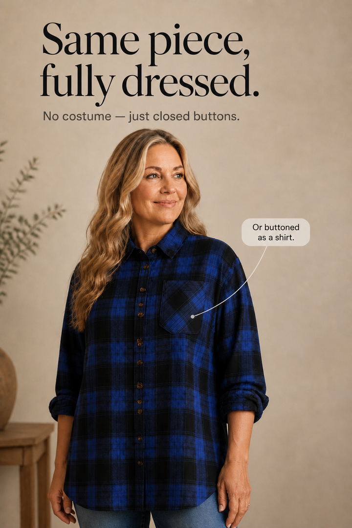Overshirt &amp; Vad – OverStorlekd Skjorta Flanelowa w Kratę Buffalo