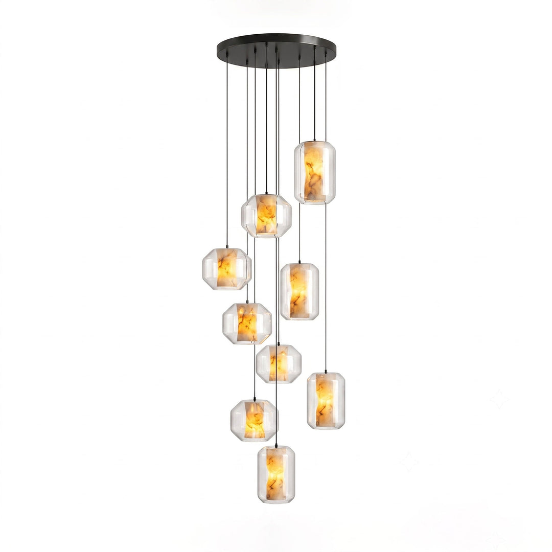 Alabaster Glas Cylinder Pendellampa