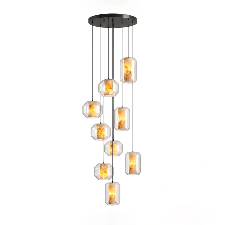 Alabaster Glas Cylinder Pendellampa