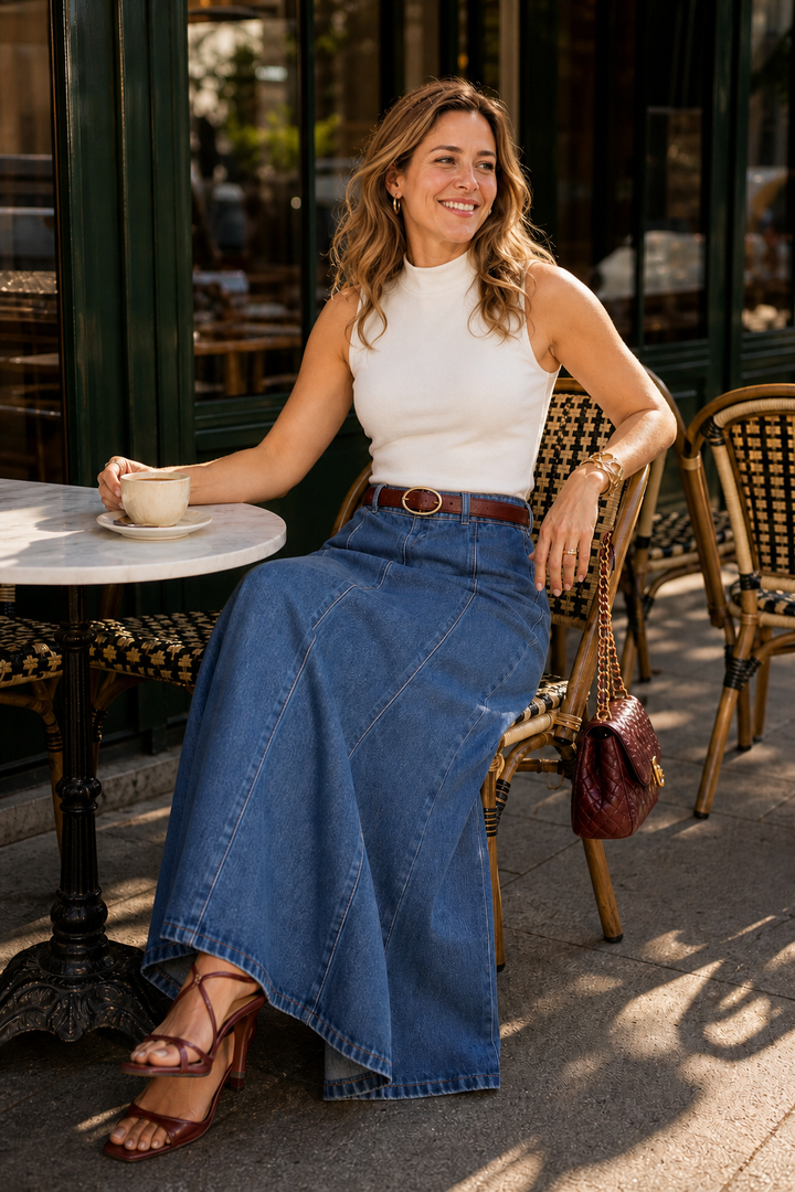 Wearbella – Kjol Maxi Dżinsowa w Stilu A med hög midja