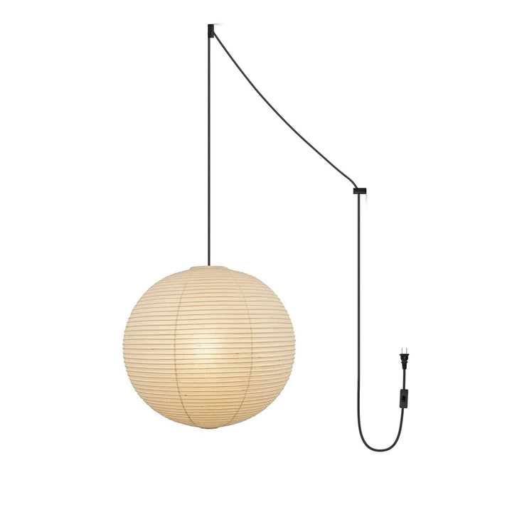Japansk Papperspendant Swag Lampa (svart sladd)