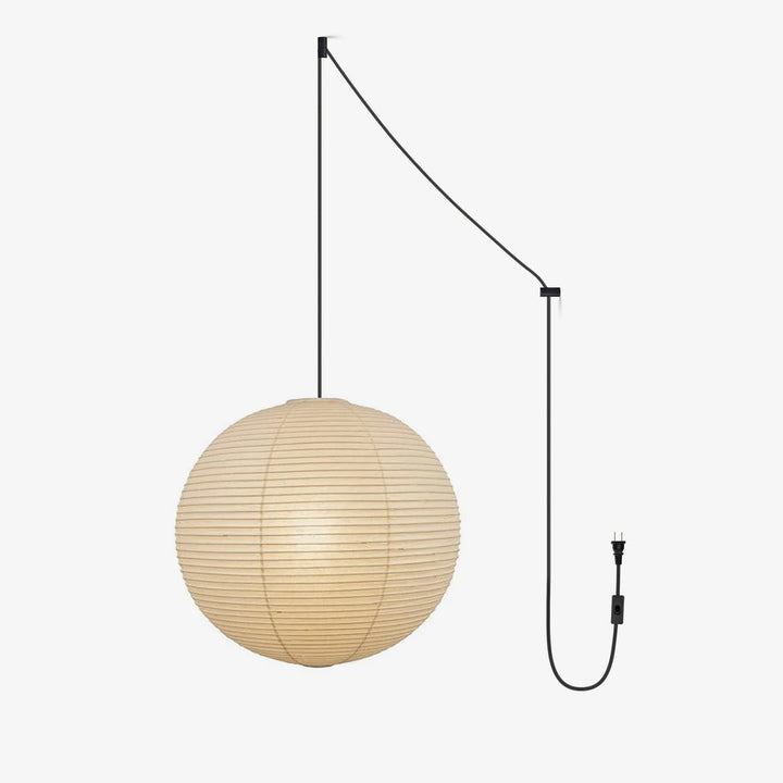 Japansk Papperspendant Swag Lampa (svart sladd)