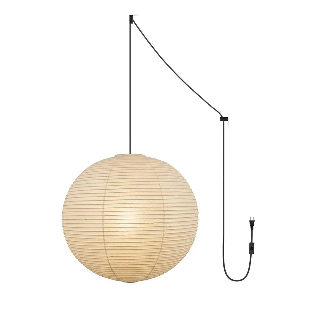 Japansk Papperspendant Swag Lampa (svart sladd)