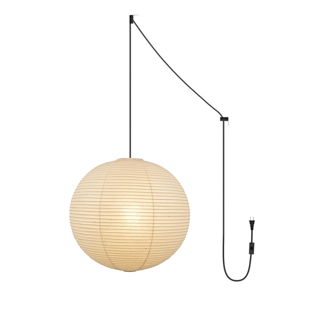 Japansk Papperspendant Swag Lampa (svart sladd)