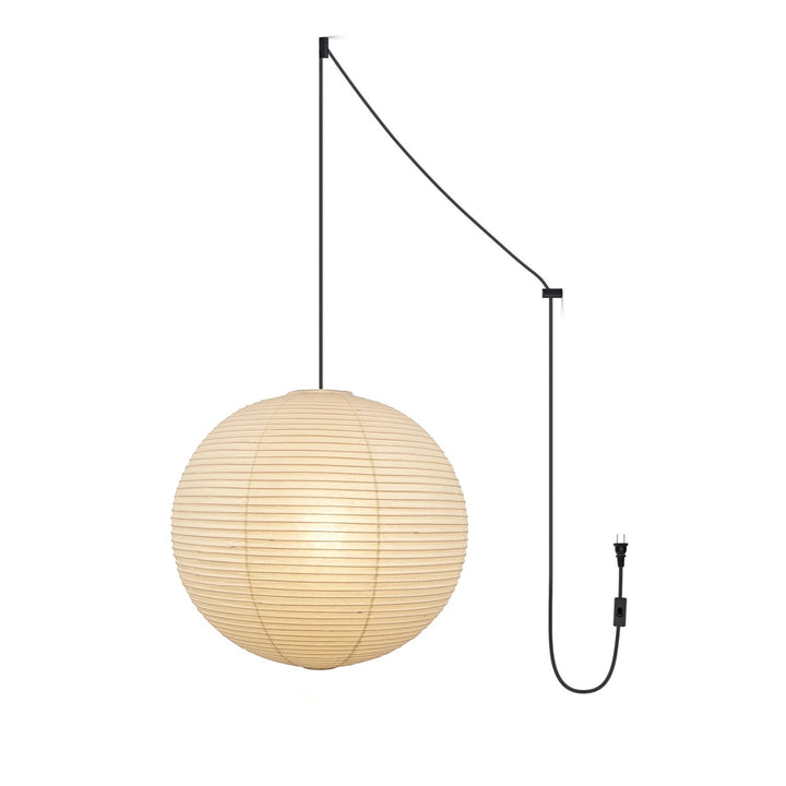 Japansk Papperspendant Swag Lampa (svart sladd)