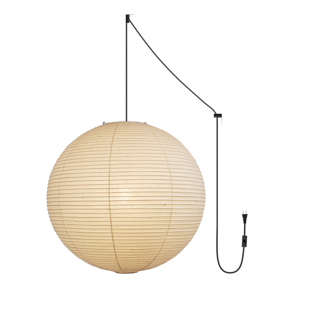 Japansk Papperspendant Swag Lampa (svart sladd)